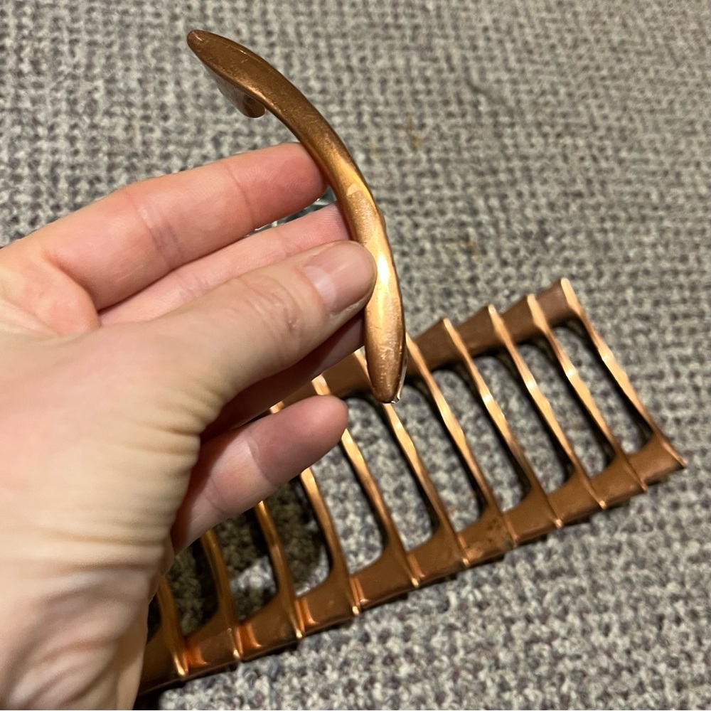 Curved Modern Copper-Tone Metal Cabinet Drawer Pulls x 14